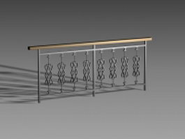 Iron stair handrail 3d model preview