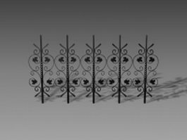 Decorative wrought iron fence panels 3d model preview