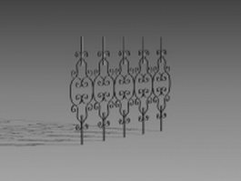 European style fence panels 3d model preview