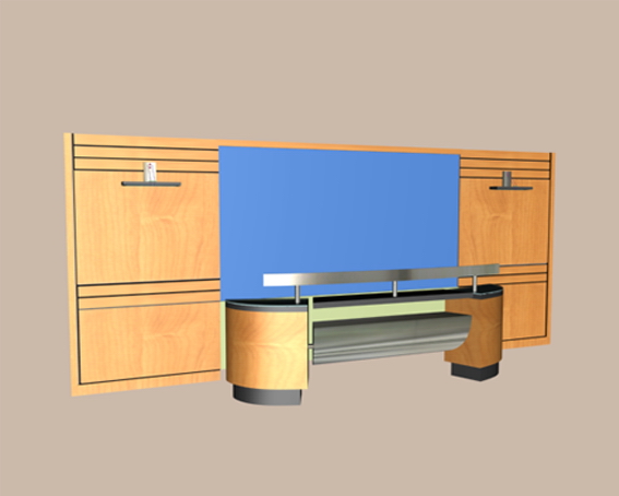 Front office desk with back wall 3d rendering