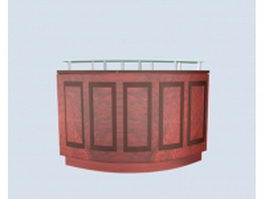 Traditional reception counter 3d model preview