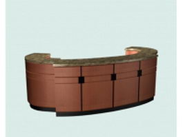 Oval reception counter 3d model preview