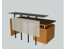 Salon reception desk 3d model preview