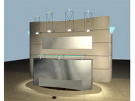 Modern reception counter with background 3d preview