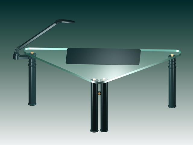 Triangle glass work table 3d rendering