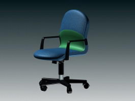 Blue revolving chair 3d model preview