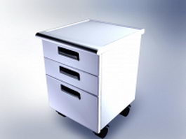 3-Drawer mobile file cabinet 3d preview