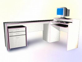 Office desk with computer 3d model preview