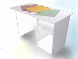Simple white office table 3d model preview