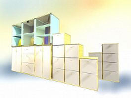 Office wall cabinets collection 3d model preview