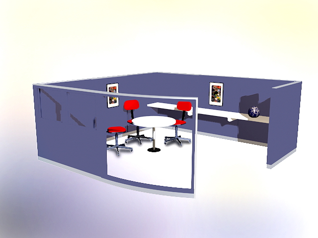 Office conference cubicles 3d rendering