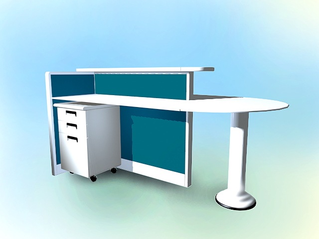 Modern workstation table 3d rendering