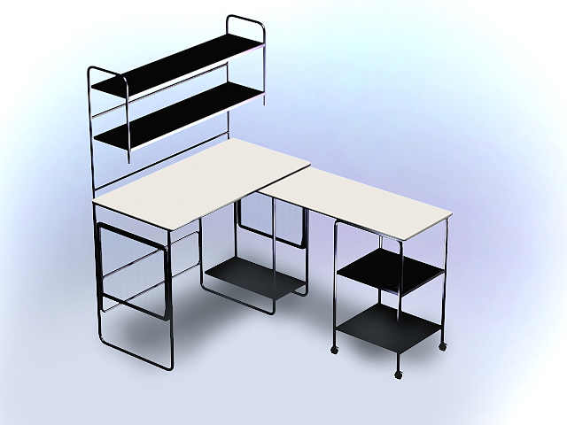 Office desk with hutch 3d rendering