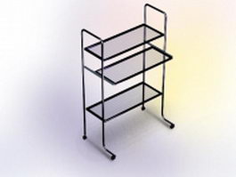 Three-tier rolling file cart 3d model preview