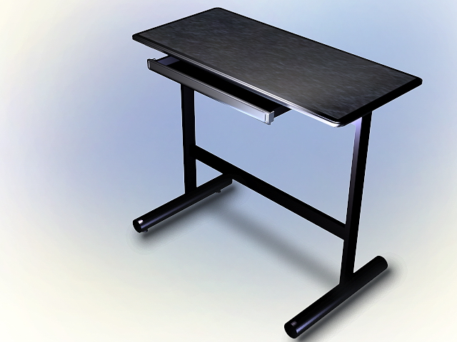 Black computer desk 3d rendering