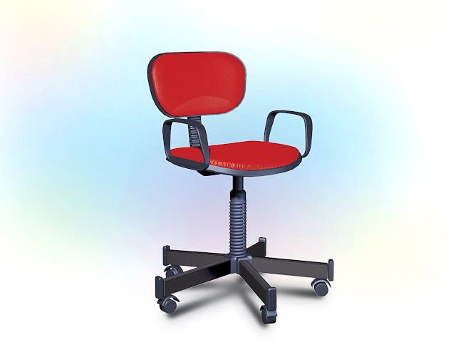 Red office swivel chair 3d rendering