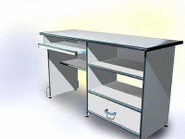 White computer desk with drawers 3d preview