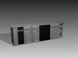 Modular kitchen cabinet 3d model preview