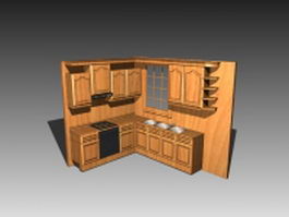 Small kitchen cabinet design 3d model preview