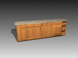 Small apartment kitchen cabinet 3d preview