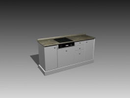 Simple kitchen cabinet 3d model preview