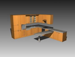 Kitchen cabinet with countertop 3d model preview