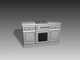 Simple stove cabinet 3d model preview