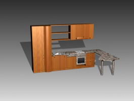 Kitchen cabinet with countertop 3d preview