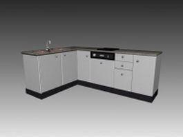 L shaped kitchen cabinet units 3d preview