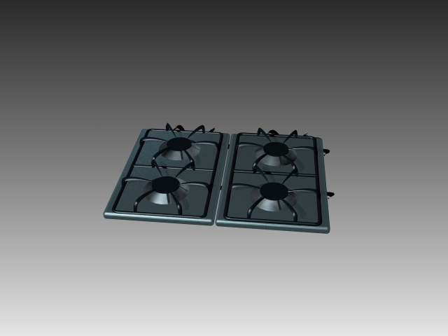 Gas stove top burner 3d rendering