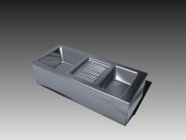 Double bowl kitchen sink design 3d model preview