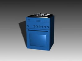 Gas stove with oven 3d model preview