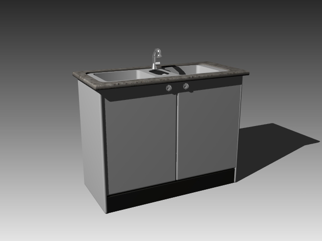 Kitchen sink cabinet design 3d rendering