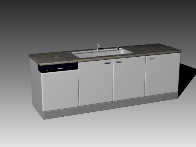 Kitchen countertop and sink 3d rendering