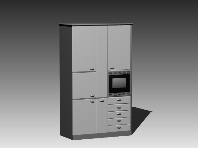 Kitchen tall cabinet with oven 3d rendering