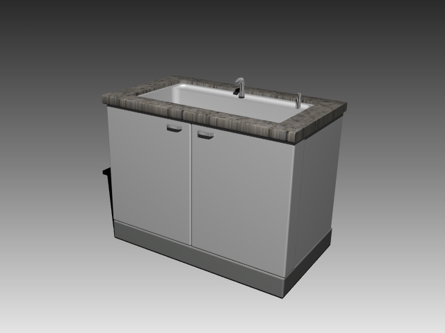 Under kitchen sink cabinet 3d rendering