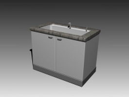 Under kitchen sink cabinet 3d model preview