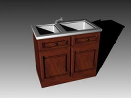 Vintage kitchen sink cabinet 3d model preview