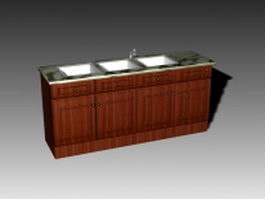 Free standing kitchen cabinets with sink 3d model preview