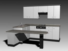 Silver kitchen cabinet 3d model preview