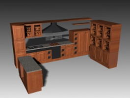 U shaped kitchen cabinets 3d model preview