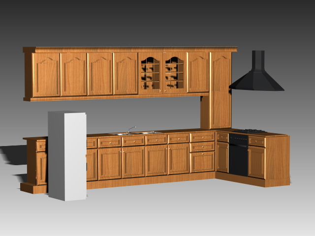 American type midcentury kitchen 3d rendering