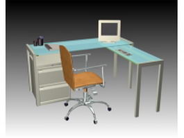 Office computer workstation units 3d model preview