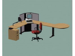Corner computer desk furniture sets 3d preview