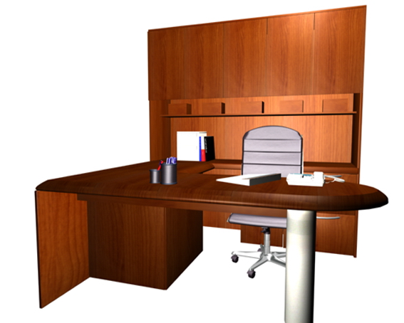 U shaped executive desk sets 3d rendering