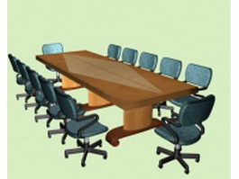 Meeting conference room furniture 3d model preview