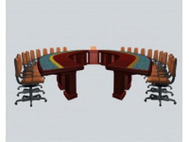 Oval conference room furniture sets 3d model preview