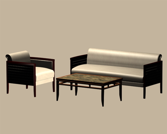 Office sofa set 3d rendering