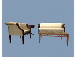 Vintage office sofa set 3d preview