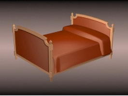 Classic style single bed 3d model preview
